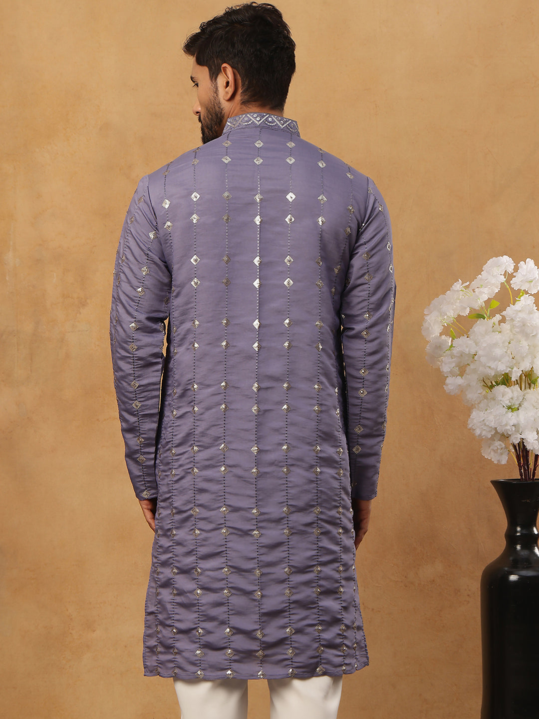 Festive Silk Blend Sequin Work Kurta (65KO 5430 Purple ) [FF] [A-1-4]