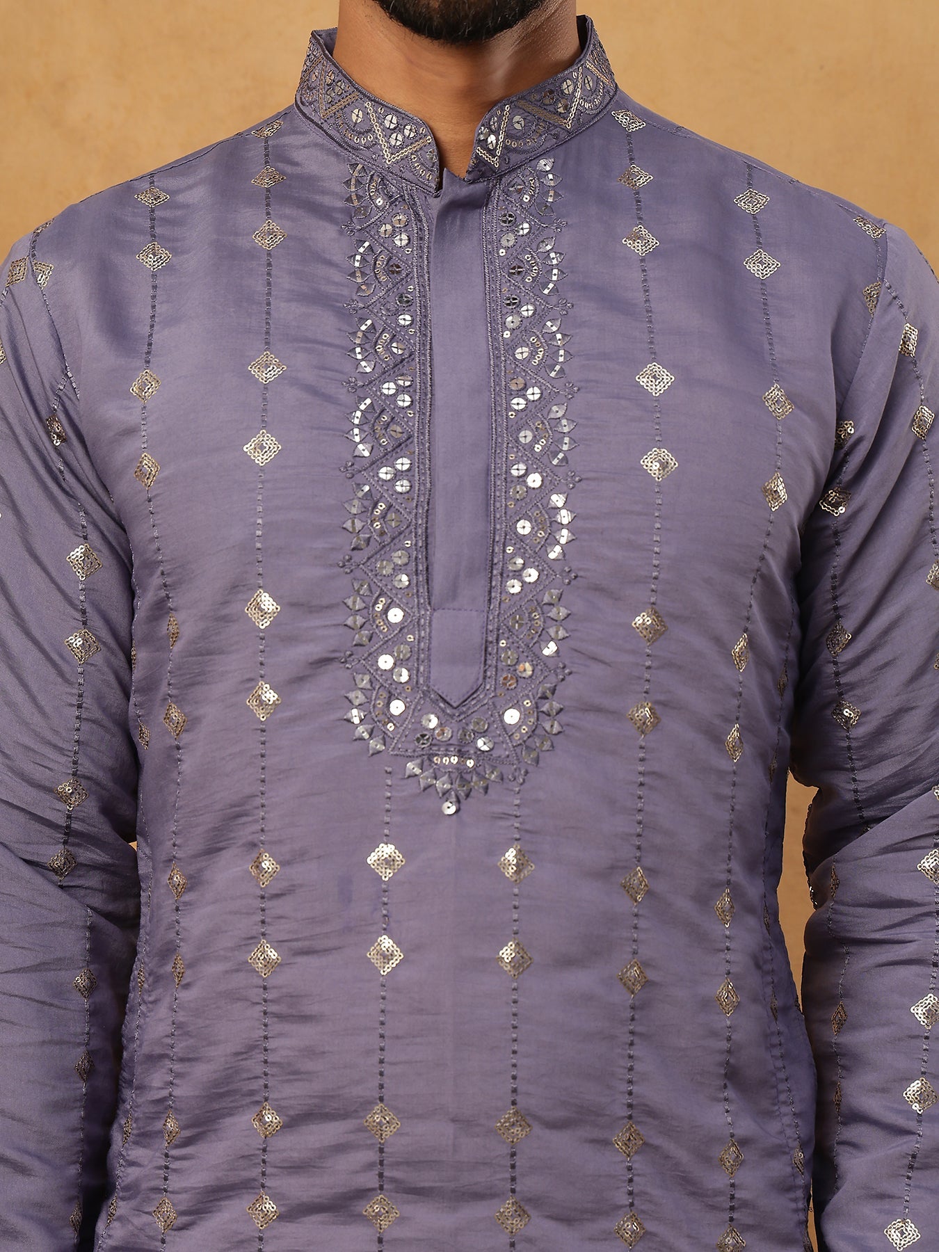 Festive Silk Blend Sequin Work Kurta (65KO 5430 Purple ) [FF] [A-1-4]