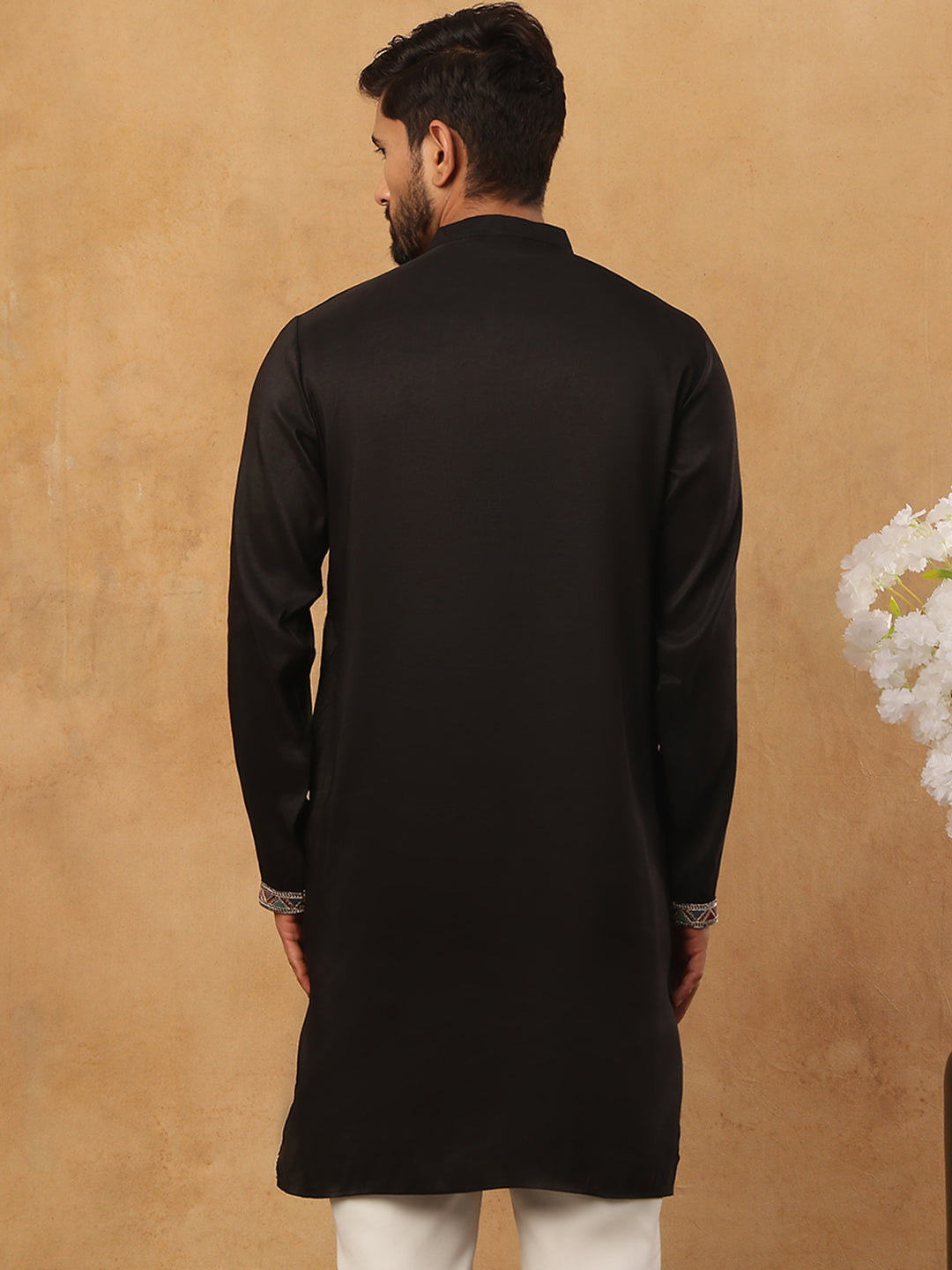 Silk Blend Embroidered Kurta (65KO 5431 Black ) [FF] [B-1-2]