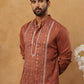 Luxury Silk Blend Thread Work Kurta (65KO 5432 Brown ) [FF] [B-9]
