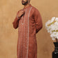 Luxury Silk Blend Thread Work Kurta (65KO 5432 Brown ) [FF] [B-9]