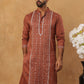 Luxury Silk Blend Thread Work Kurta (65KO 5432 Brown ) [FF] [B-9]