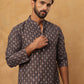 Festive Cotton Blend Printed Kurta (65KO 5434 Grey ) [FF] [Q-11-14]