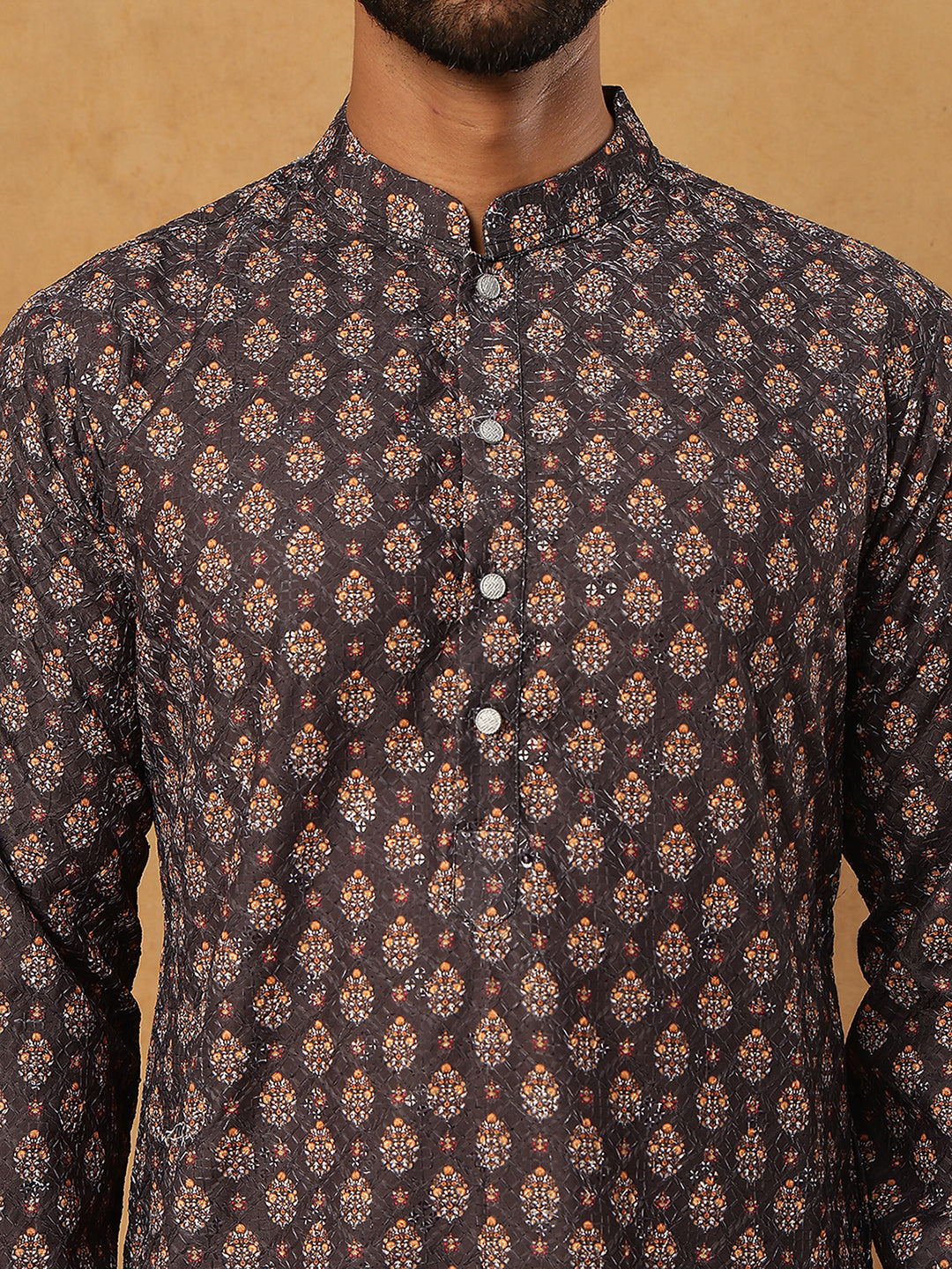 Festive Cotton Blend Printed Kurta (65KO 5434 Grey ) [FF] [Q-11-14]