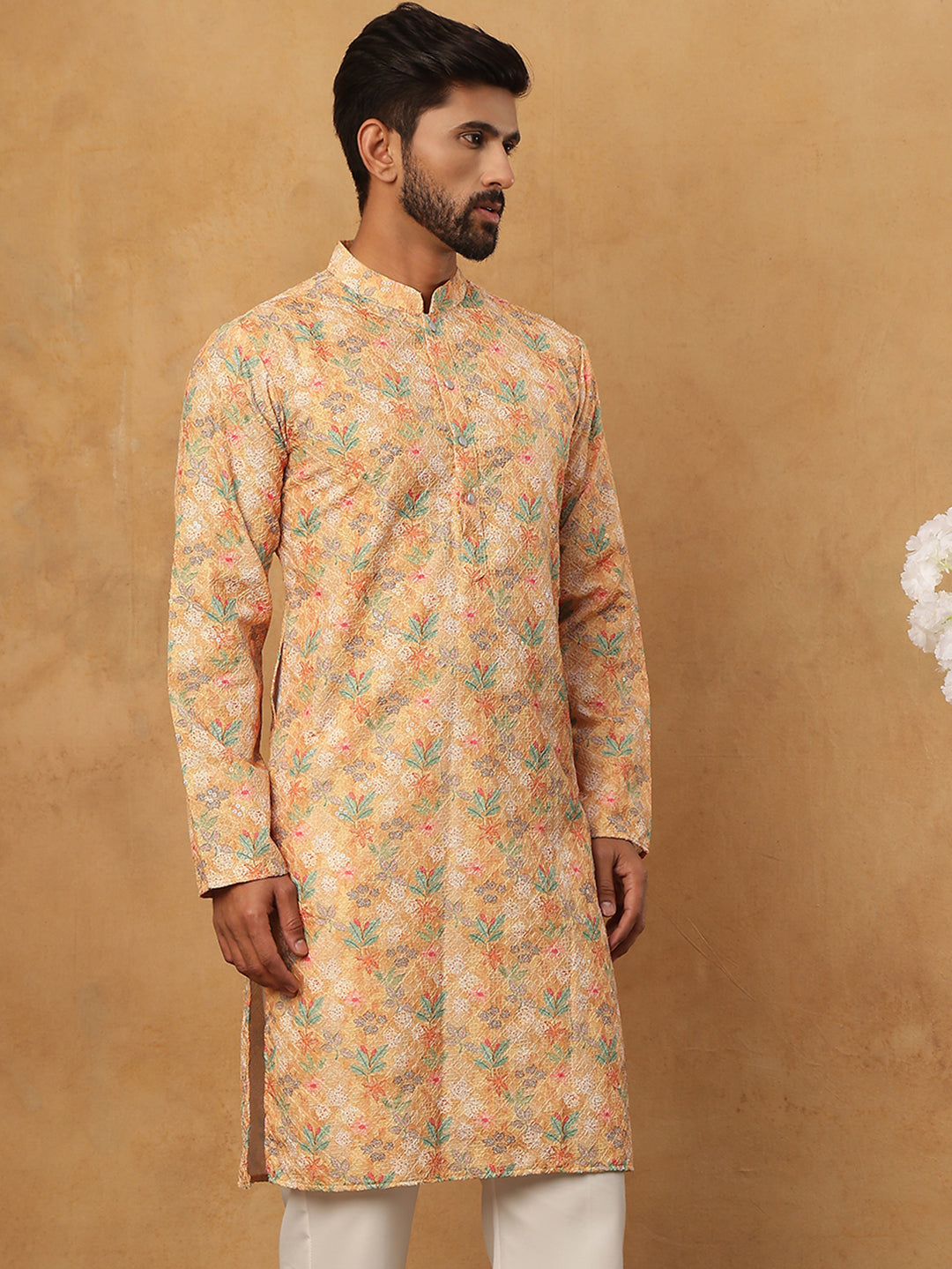 Festive Cotton Blend Printed Kurta (65KO 5434 Yellow ) [FF] [Q-11-14]