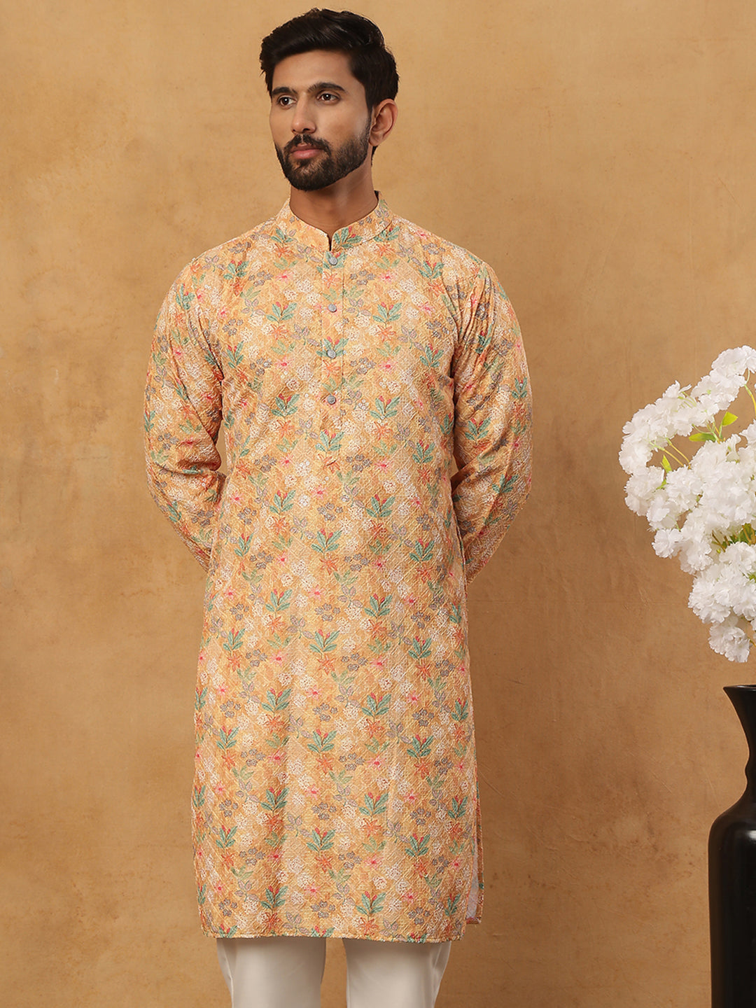 Festive Cotton Blend Printed Kurta (65KO 5434 Yellow ) [FF] [Q-11-14]