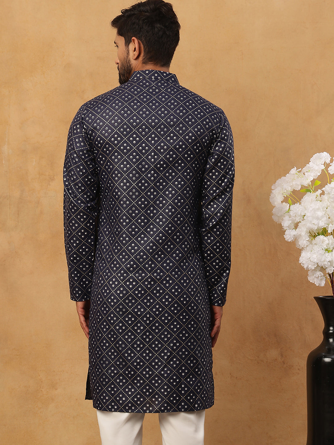 Festive Cotton Blend Printed Kurta (65KO 5436 Navy ) [FF] [Q-11-14]