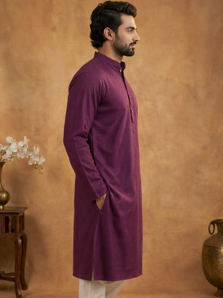 Embroidered Kurta for Men ( 65KO 5441Purple S ) [FF] [O-6]