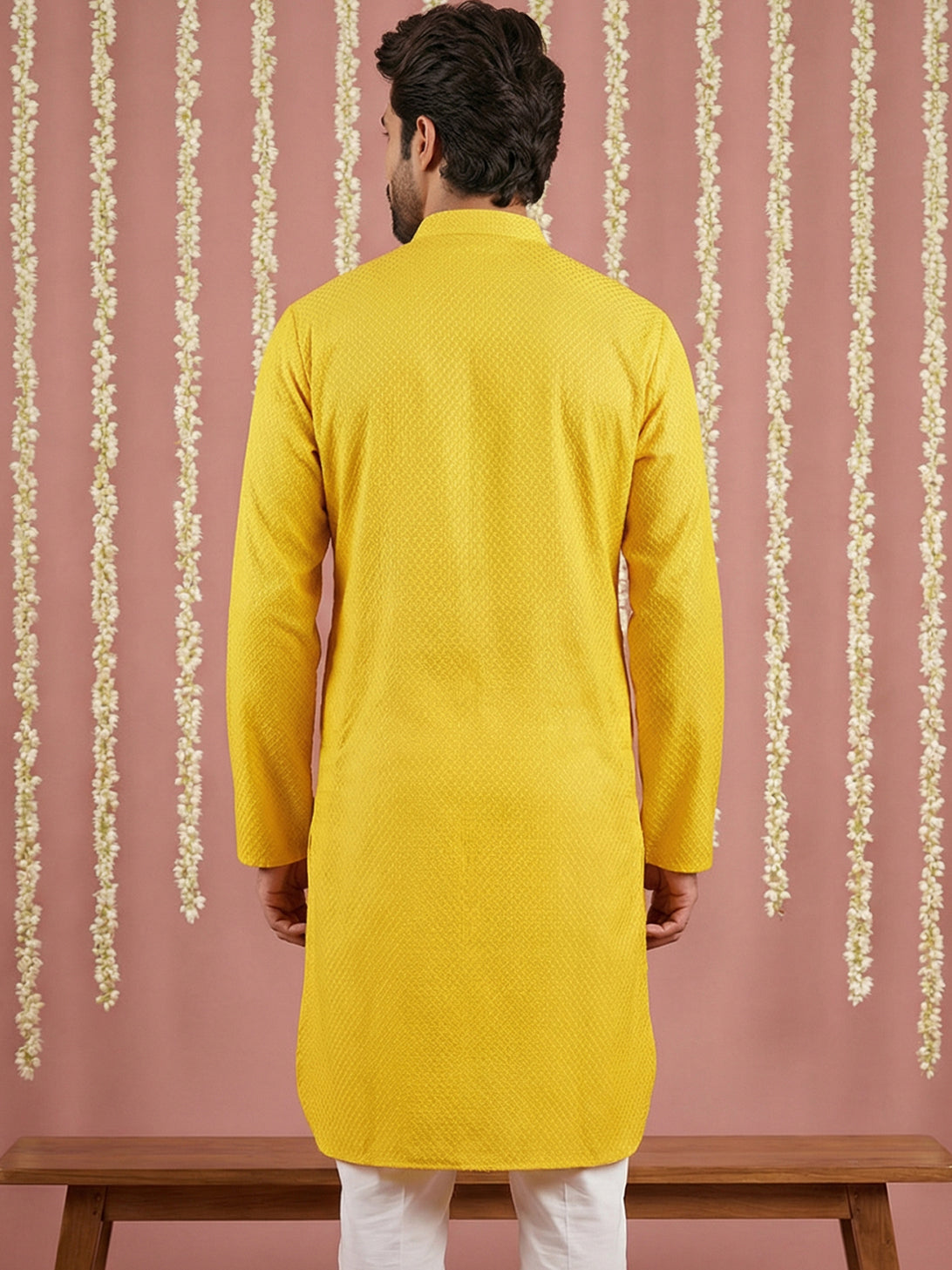 Embroidered Kurta for Men ( 65KO 5441Yellow S ) [FF] [O-6]