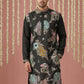 Black Silk Blend Embroidered Kurta ( 65KO 5444Black S ) [FF] [O-6]
