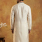 White Silk Blend Embroidered Kurta ( 65KO 5444White S ) [FF] [O-6]