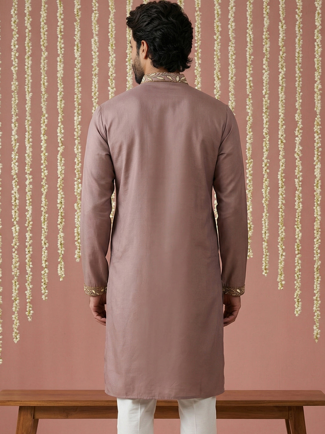 Silk Blend Designer Embroidered Kurta ( 65KO 5445Brown S )
