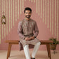 Silk Blend Designer Embroidered Kurta ( 65KO 5445Brown S )