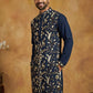 Silk Blend Designer Embroidered Kurta ( 65KO 5445Navy S )