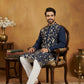 Silk Blend Designer Embroidered Kurta ( 65KO 5445Navy S )