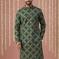 Men Cotton Blend Kurta with Foil Print ( 65KO 5446Olive S ) [FF] [N-2]