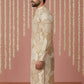 Silk Blend Kurta with Embroidery and Print ( 65KO 5447Beige S ) [FF] [A-1-4]