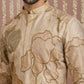 Silk Blend Kurta with Embroidery and Print ( 65KO 5447Beige S ) [FF] [A-1-4]