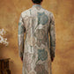Silk Blend Kurta with Embroidery and Print ( 65KO 5447Grey S ) [FF] [A-1-4]