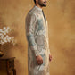 Silk Blend Kurta with Embroidery and Print ( 65KO 5447Grey S ) [FF] [A-1-4]