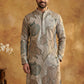 Silk Blend Kurta with Embroidery and Print ( 65KO 5447Grey S ) [FF] [A-1-4]