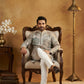 Silk Blend Kurta with Embroidery and Print ( 65KO 5447Grey S ) [FF] [A-1-4]