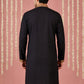 Men Embroidered Silk Blend Kurta ( 65KO 5449Black S ) [FF] [ A3 & A2 ]