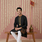 Men Embroidered Silk Blend Kurta ( 65KO 5449Black S ) [FF] [ A3 & A2 ]