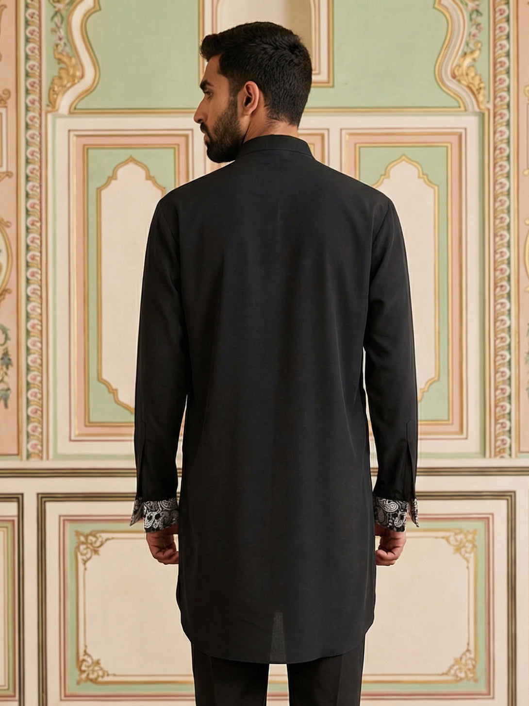 Japanese Fabric Embroidered Kurta ( 65KO 5453Black S )