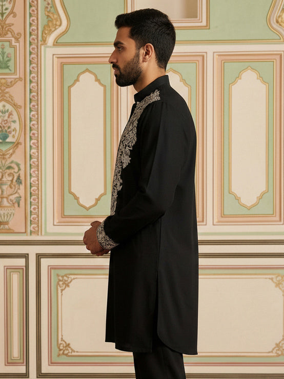 Japanese Fabric Embroidered Kurta ( 65KO 5453Black S )