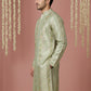 Men Silk Blend Embroidered Kurta ( 65KO 5454Green S ) [FF] [A-1-4]