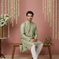 Men Silk Blend Embroidered Kurta ( 65KO 5454Green S ) [FF] [A-1-4]