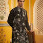 Black Silk Blend Embroidered Kurta ( 65KO 5457Black ) [FF] [A-1-4]