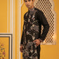 Black Silk Blend Embroidered Kurta ( 65KO 5457Black ) [FF] [A-1-4]