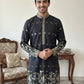 Men Silk Blend Embroidered Kurta ( 65KO 5458Black S ) [FF] [B-1-2]