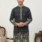 Men Silk Blend Embroidered Kurta ( 65KO 5458Black S ) [FF] [B-1-2]