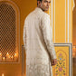 Men Silk Blend Embroidered Kurta ( 65KO 5458White S ) [FF] [B-1-2]