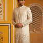 Men Silk Blend Embroidered Kurta ( 65KO 5458White S ) [FF] [B-1-2]