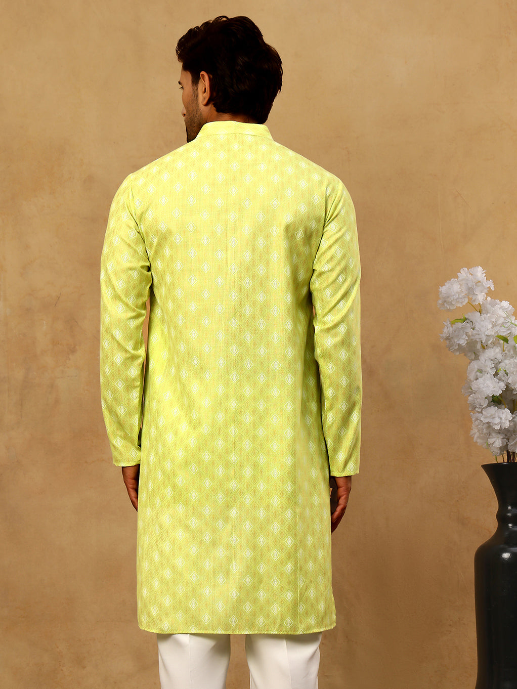 Classic Ethnic Print Cotton Blend Kurta ( 65KO 5459Green )