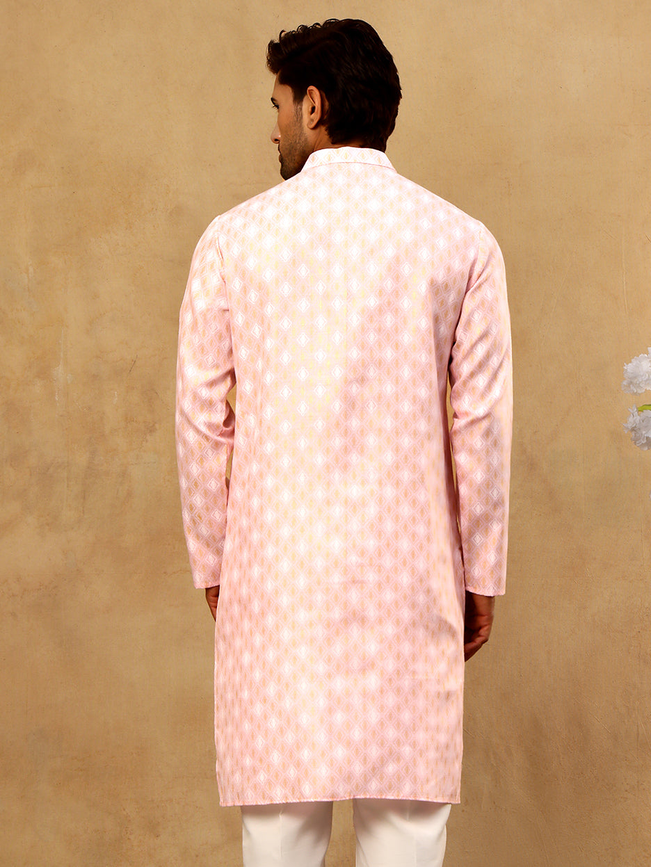 Classic Ethnic Print Cotton Blend Kurta ( 65KO 5459Pink )