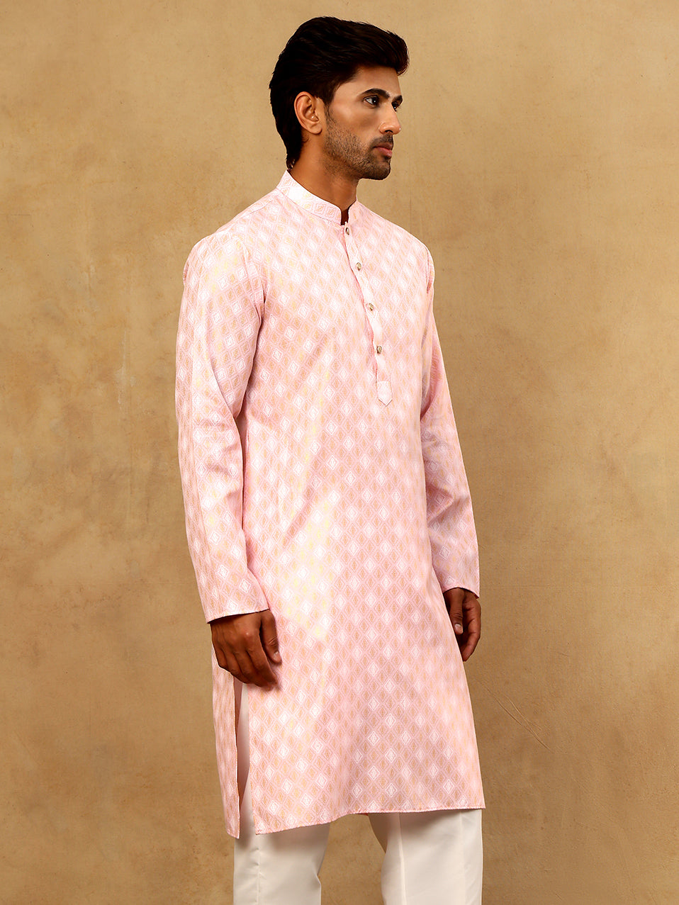 Classic Ethnic Print Cotton Blend Kurta ( 65KO 5459Pink )