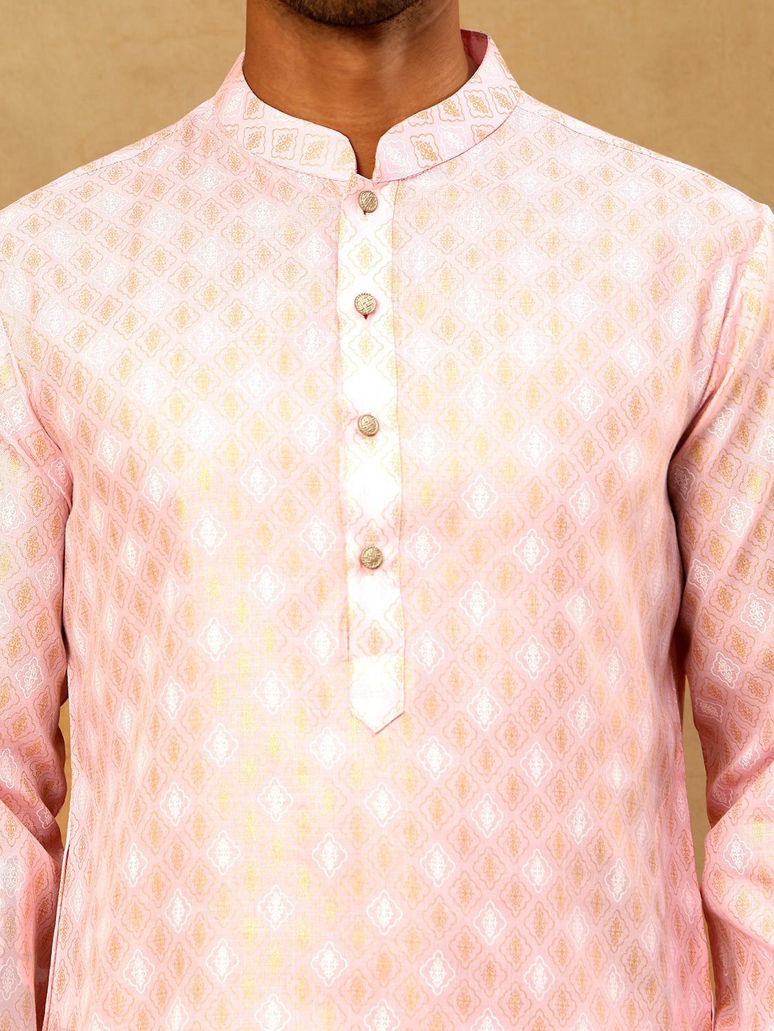 Classic Ethnic Print Cotton Blend Kurta ( 65KO 5459Pink )