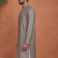 Embroidered Silk Blend Straight Kurta ( 65KO 5460Grey S ) [FF] [A-1-4]