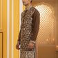 Classic Silk Blend Embroidered Kurta ( 65KO 5461Brown S ) [FF] [H-7]