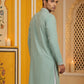 Classic Silk Blend Embroidered Kurta ( 65KO 5461Green S ) [FF] [H-7]