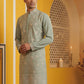 Classic Silk Blend Embroidered Kurta ( 65KO 5461Green S ) [FF] [H-7]