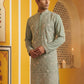 Classic Silk Blend Embroidered Kurta ( 65KO 5461Green S ) [FF] [H-7]