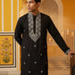 Embroidered Silk Blend Straight Kurta ( 65KO 5462Black S ) [FF] [B-6]