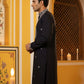 Embroidered Silk Blend Straight Kurta ( 65KO 5462Black S ) [FF] [B-6]