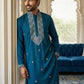 Embroidered Silk Blend Straight Kurta ( 65KO 5462Peacock S ) [FF] [B-6]